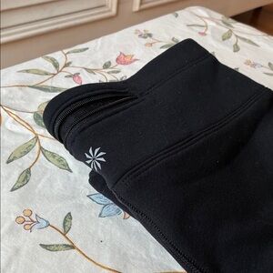 Athleta Black Performance Leggings with Reflective Logo